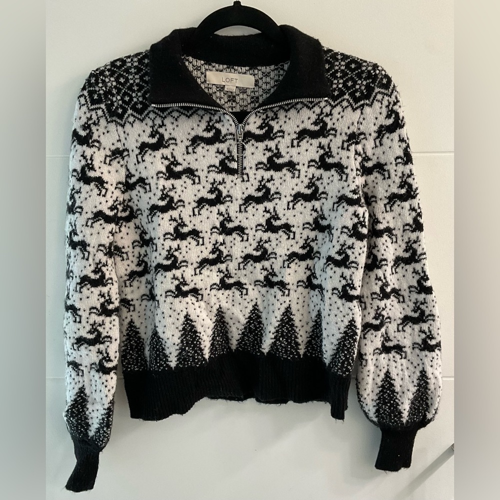 Reindeer Quarter Zip Sweater